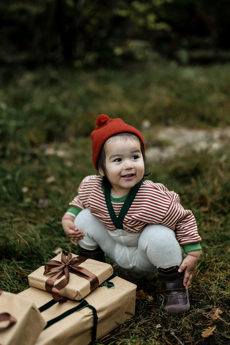 Footless tights with braces I Christmas Cream & Dark Forest