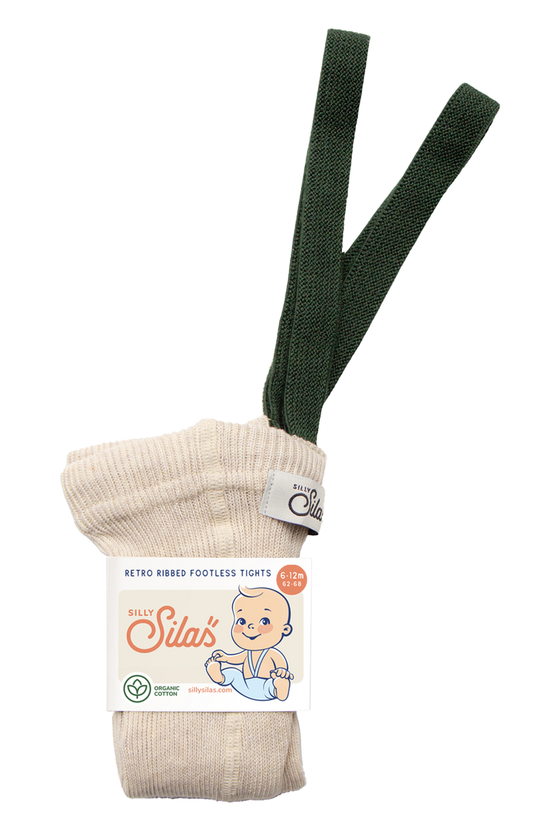 Footless tights with braces I Christmas Cream & Dark Forest