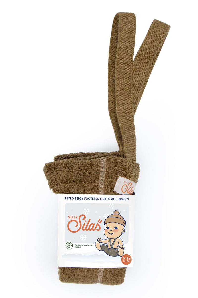 Footless Teddy Warmy tights with braces I Acorn Brown Silly Silas