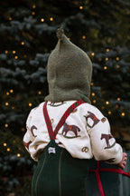 Footless Dark Forest Green Christmas Patterned