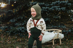 Footless Dark Forest Green Christmas Patterned
