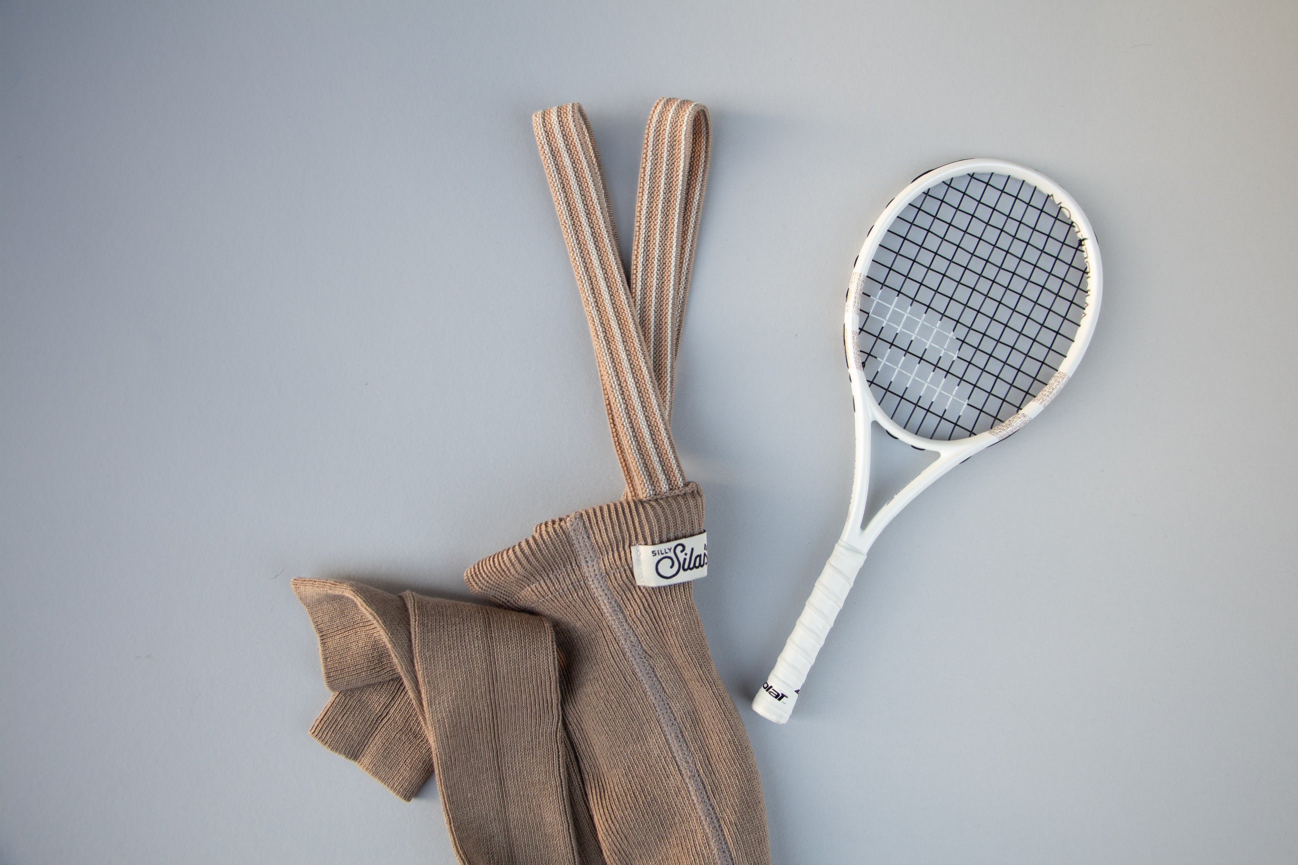 Footless Oyster Grey Striped