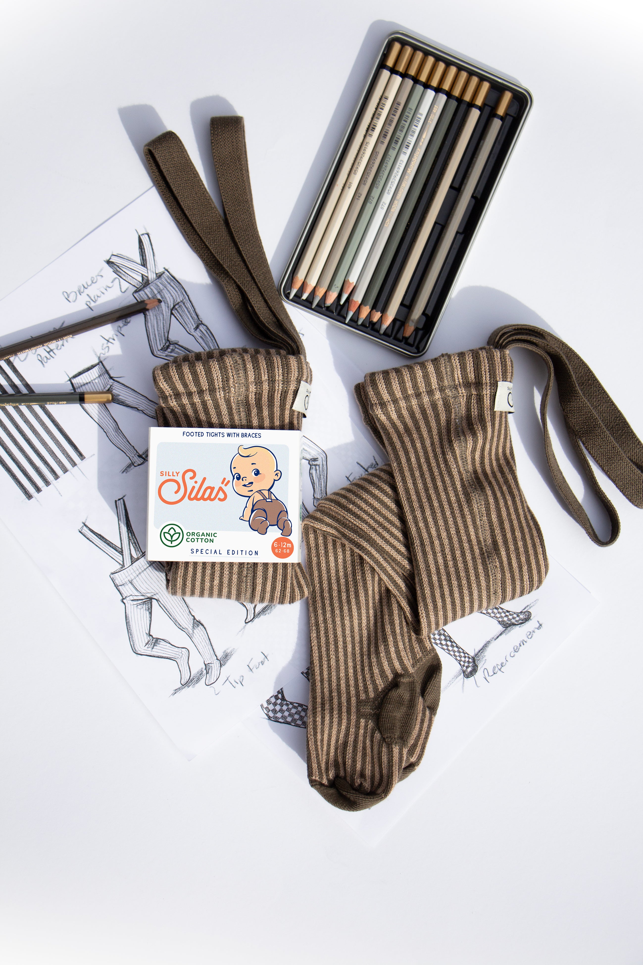 Footed Special Seaweed Brown x Peanut Striped