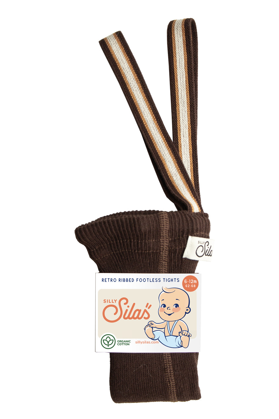 Footless tights with braces I Chocolate Brown Striped – Silly Silas