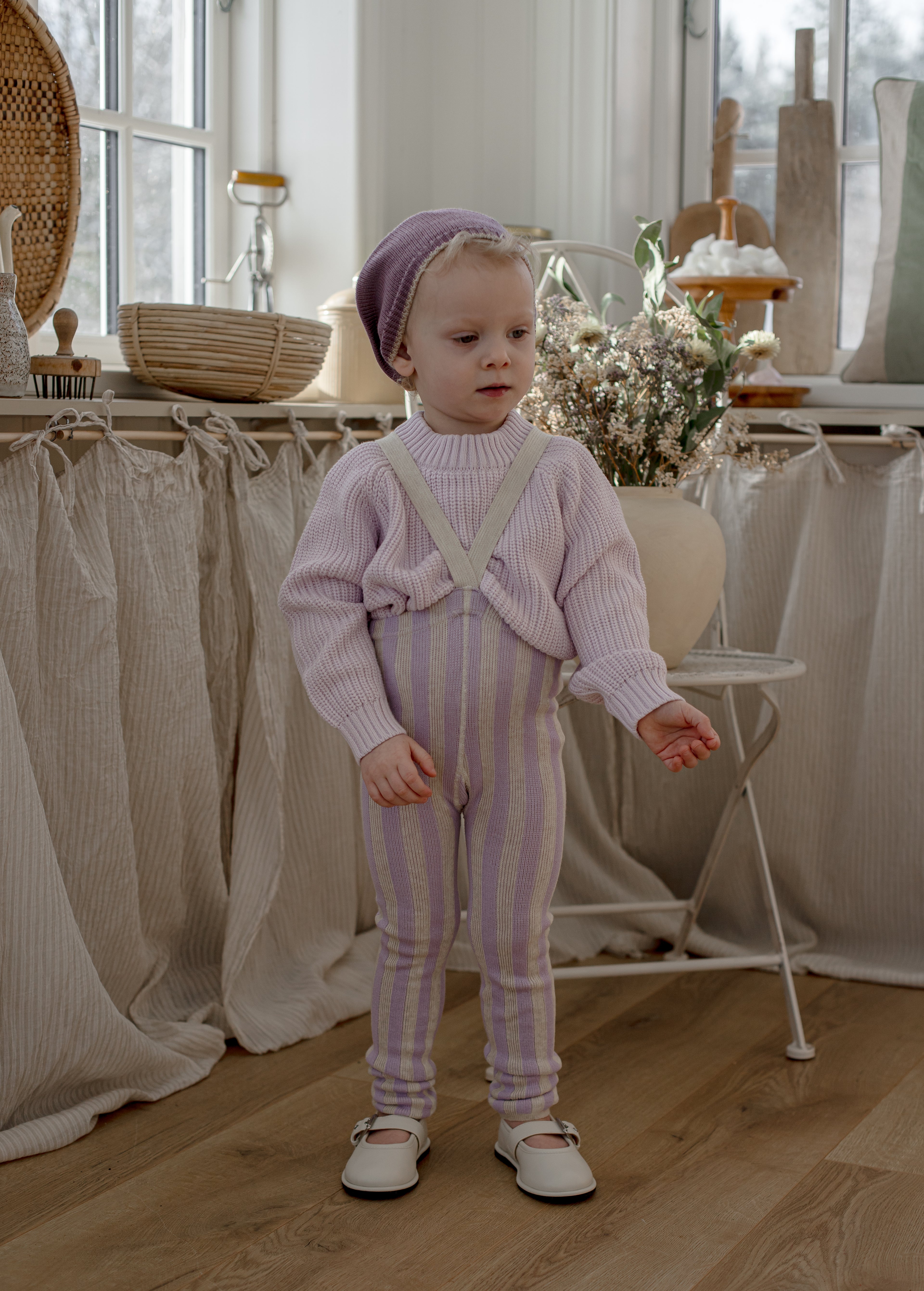 Footless Special Lavender x Cream Striped