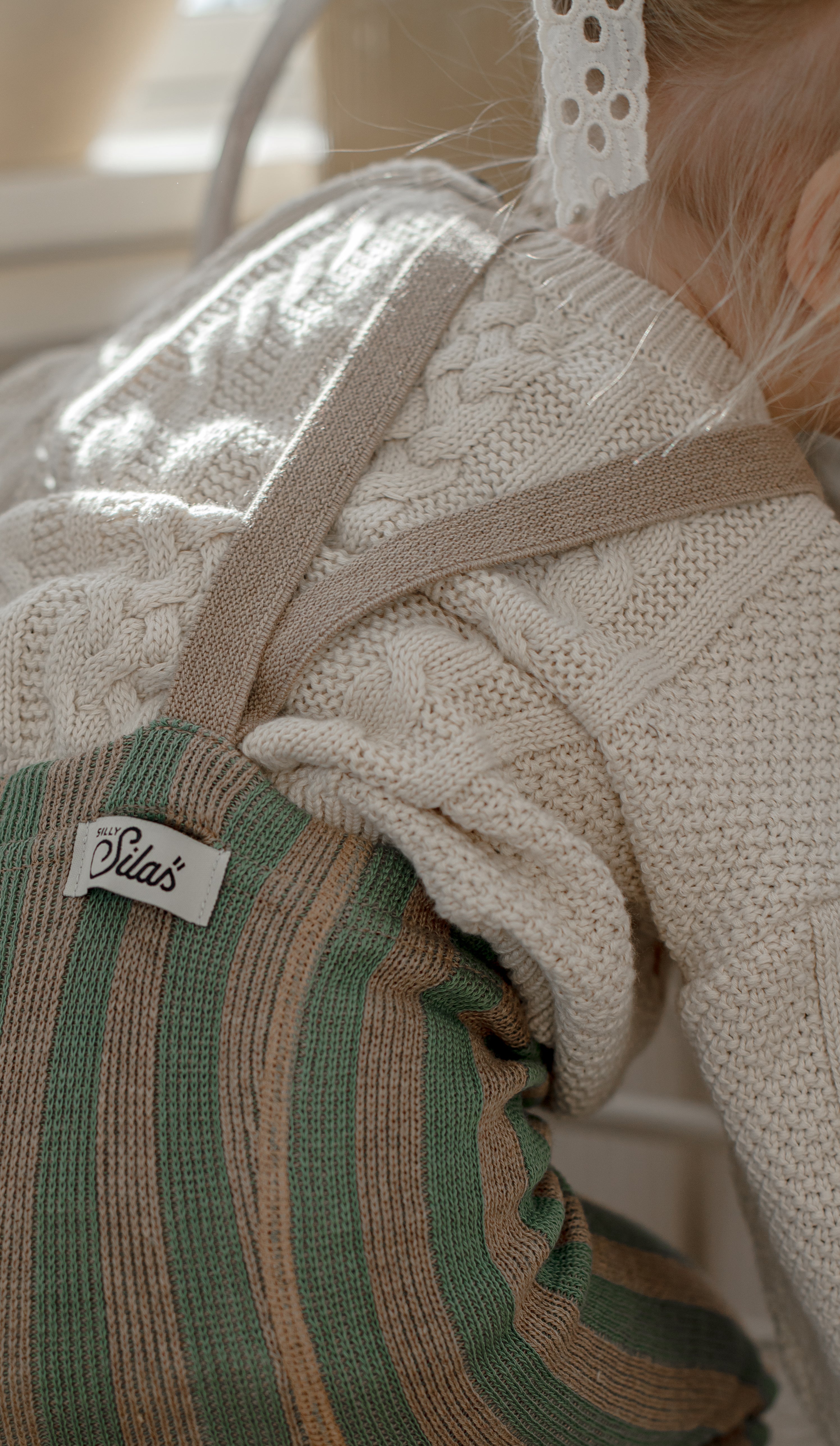 Footless tights with braces I Matcha x Peanut Striped – Silly Silas